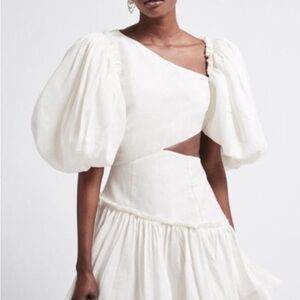 Aje Chateau Puff Sleeve Cut-Out Mini Dress